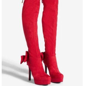 Geraldine Platform Stiletto OTK (over the knee) Boots w/Bow